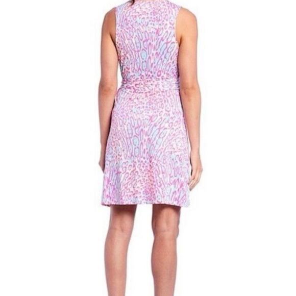 JB by Julie Brown Women Leopard Print Wrap Dress XL Sleeveless V-Neck pink/blue - Picture 2 of 7